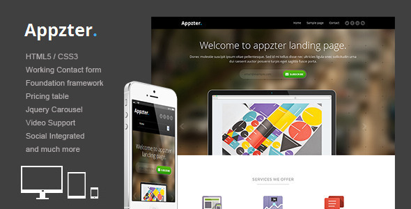 Download Appzter – Responsive multipurpose landing page Nulled 