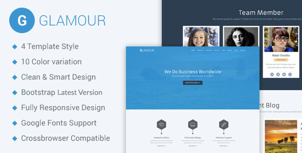 Download Glamour – Corporate One Page HTML5 Template Nulled 