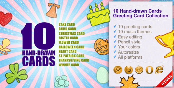 Download 10 Hand-drawn Cards | Greeting Card Collection Nulled 