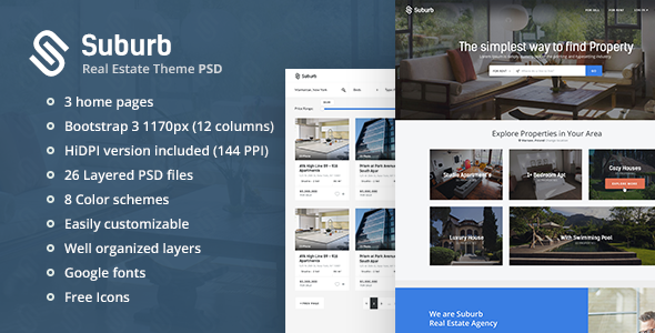 Download Suburb – Real Estate PSD theme Nulled 