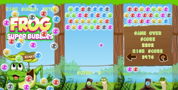 Download Frog Super Bubbles –  HTML5 Game + Mobile (Construct 3 | Construct 2 | Capx) Nulled 