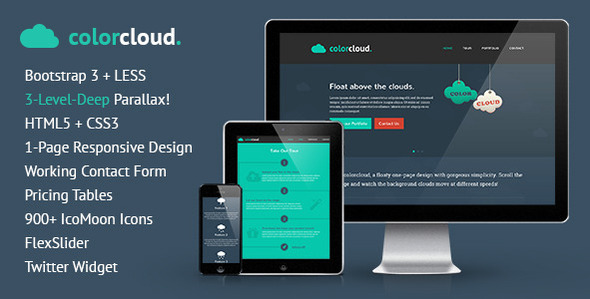Download ColorCloud – One-Page Design, 3-Layer Parallax  Nulled 