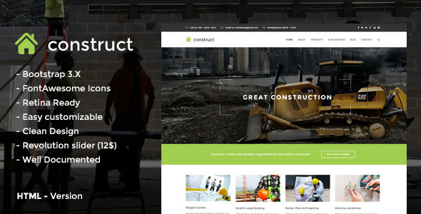 Download Construct – HTML5 Construction & Business Template Nulled 