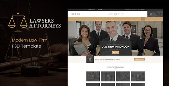 Download Lawyer Attorneys – Modern Law Firm PSD Template Nulled 