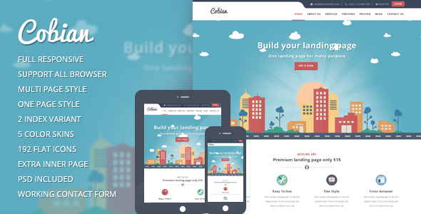 Download Cobian flat bootstrap landing page Nulled 