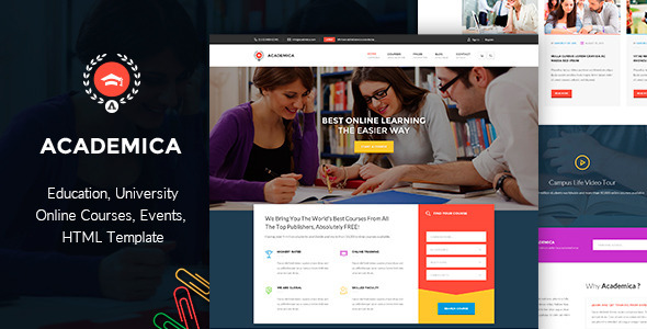 Download Academica – Educational HTML  Theme Nulled 
