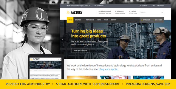 Download Factory – Industrial Business WordPress Theme Nulled 