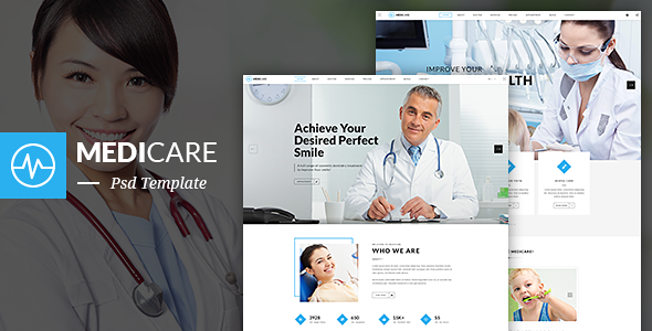 [Download] MediCare – Dentist, Medical One Page PSD Template 