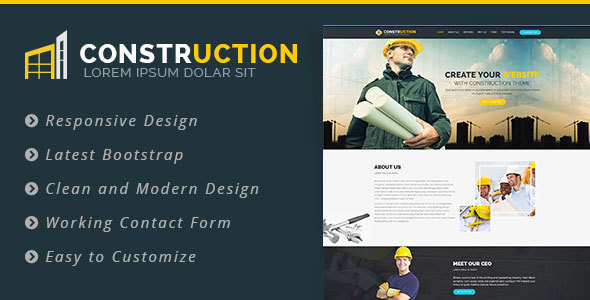 Download Construction – Bootstrap Landing Page Nulled 