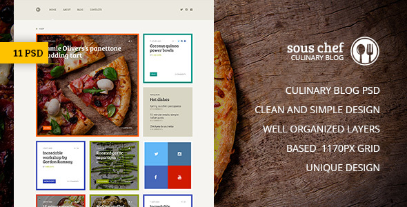 Download Sous Chef — Unique Clean PSD Template for Culinary Blog Nulled 