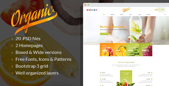 Download Organic – Farming and Gardening PSD Template Nulled 