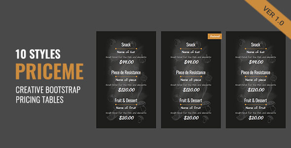Download Priceme | Responsive Bootstrap Pricing Table Collection Nulled 
