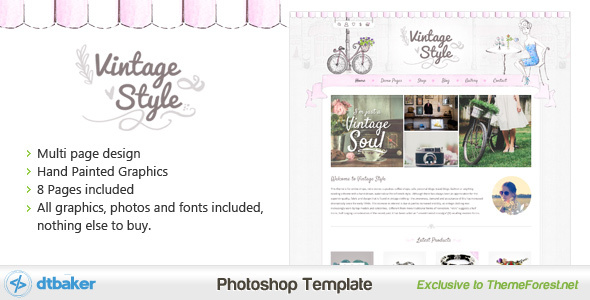 Download Vintage Style Shop and Blog PSD Nulled 