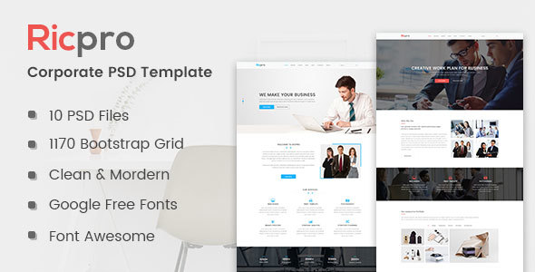 Download Ricpro – Corporate PSD Template Nulled 