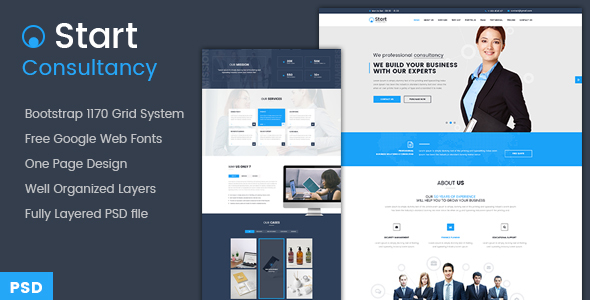 [Download] Start – Onepage Consultancy PSD Template 