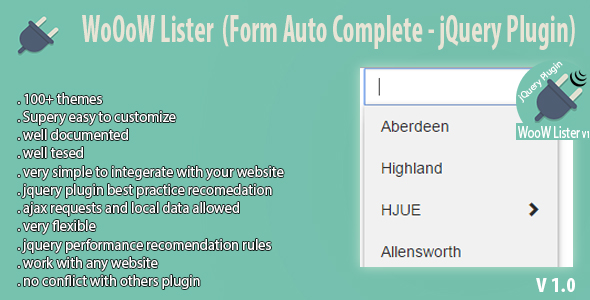 Download WoOoW Lister  (Form Auto Complete – jQuery Plugin) Nulled 