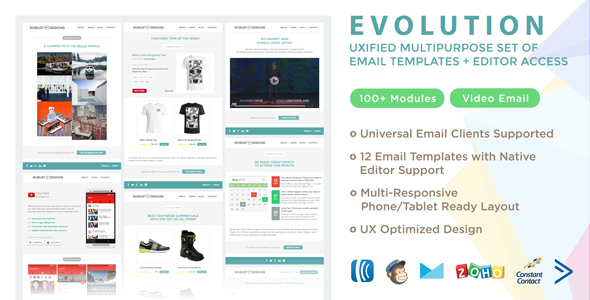 [Download] Evolution – UXified Multipurpose Set of Email Templates + Online Editor 