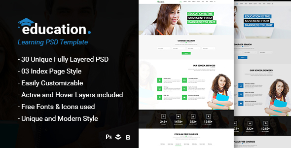 Download Education – Learning Bootstrap PSD Template Nulled 