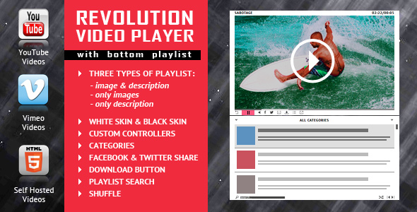 Download Revolution Video Player With Bottom Playlist – YouTube/Vimeo/Self-Hosted Support Nulled 