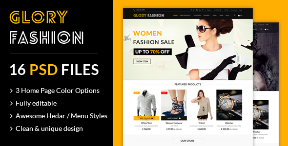 Download Glory Fashion eCommerce PSD Template Nulled 