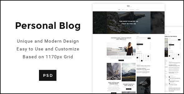 Download Personal Blog – Modern Minimal Personal Blog PSD Nulled 