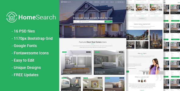 Download HomeSearch – A RealEstate PSD template Nulled 
