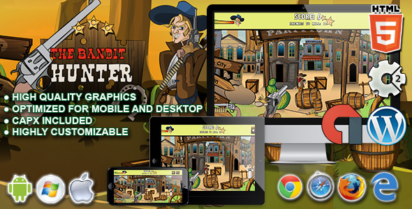 Download The Bandit Hunter – HTML5 Construct 2 Game Nulled 