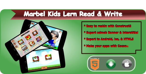 Download Marbel Kids Learning Read & Write HTML5 Mobile Applications + Admob Nulled 