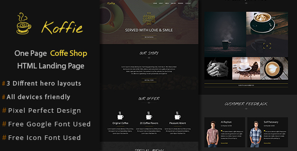 Download Koffie | Coffee Shop HTML Landing Page Nulled 