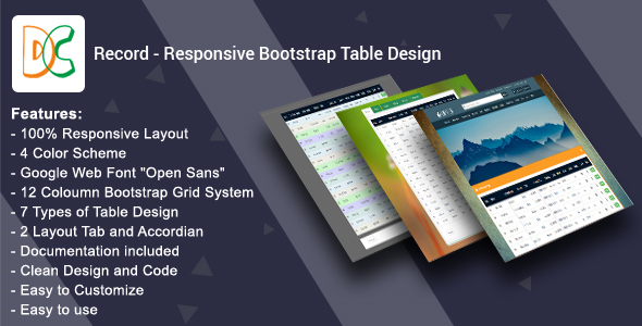 Download Record – Responsive Bootstrap Table Design Nulled 
