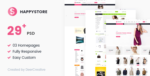 Download HappyStore | Multi-Purpose Responsive Ecommerce PSD Template Nulled 