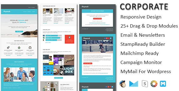 Download Corporate – responsive email newsletter templates with online Stampready & Mailchimp Builders Access Nulled 