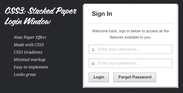 Download CSS3: Stacked Paper Login Window Nulled 