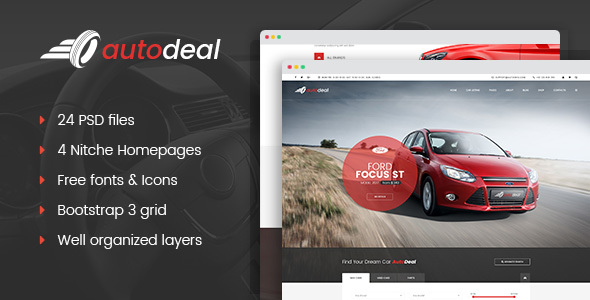 Download AutoDeal – Car Retail PSD template Nulled 