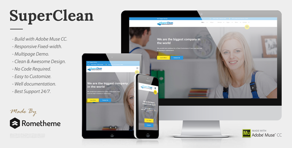 Download Super Clean – Cleaning Services Muse Template Nulled 