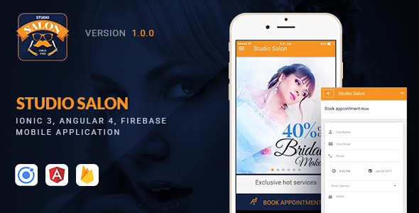 Download Studio Salon | Ionic 3, Angular 4, Firebase Mobile Application Nulled 