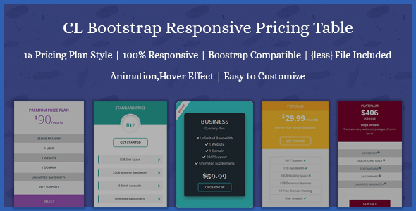 Download CL Bootstrap Responsive Pricing Table Nulled 