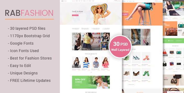 Download RAB – Fashion eCommerce PSD Template Nulled 