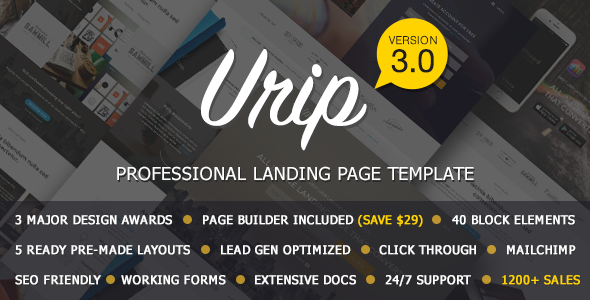Download Urip – Professional Landing Page With HTML Builder Nulled 