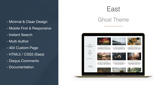 Download East – Blog and Multipurpose Clean Ghost CMS Theme Nulled 