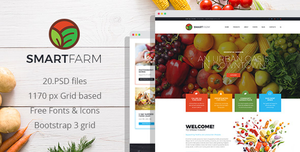 Download SmartFarm – Eco and Organic Gardening PSD Template Nulled 