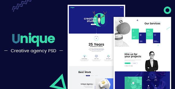 Download Unique – Creative Agency Landing Page PSD Nulled 