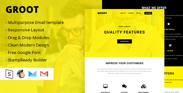 Download Groot Multipurpose Email Template Nulled 