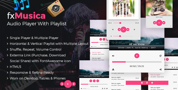 Download FxMusica – Audio Player with Playlist Nulled 