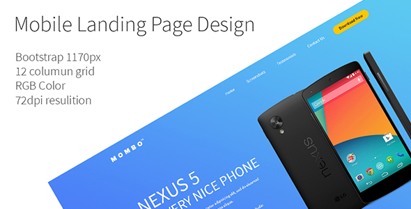 Download Mobile App Landingpage Template PSD Nulled 