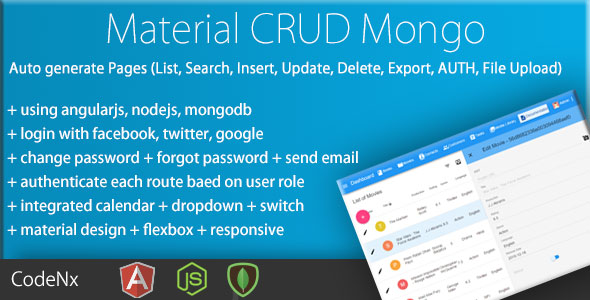 Download MEAN Material CRUD – AngularJS Materialized CRUD With MongoDB Nulled 