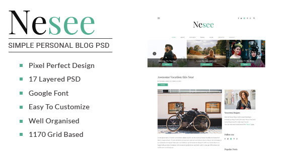 Download Nesee – Blog PSD Templates Nulled 