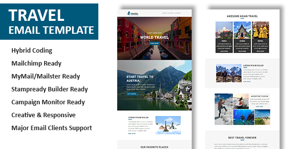 Download Travel – Multipurpose Responsive Email Template with Online StampReady & Mailchimp Builders Nulled 