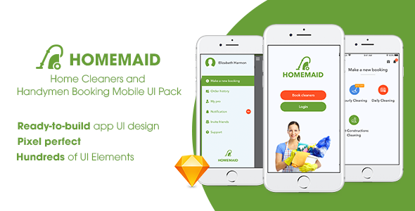 Download HomeMaid – Home Cleaners and Handymen Booking Mobile UI Pack Nulled 