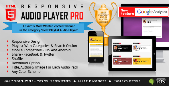 Download Responsive HTML5 Audio Player PRO With Playlist Nulled 